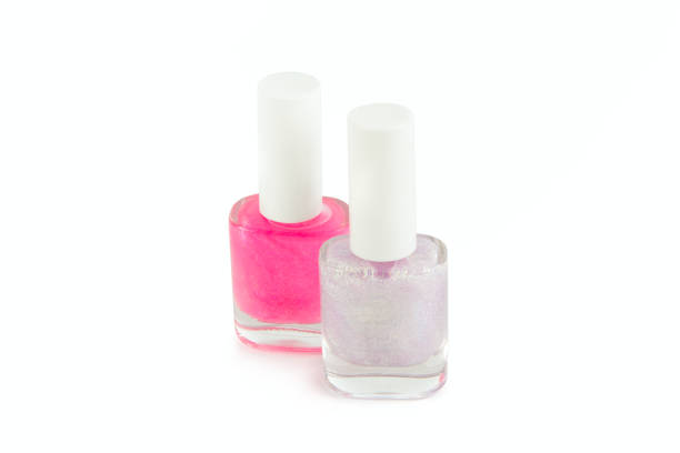 Set of nail polishes isolated on white background.