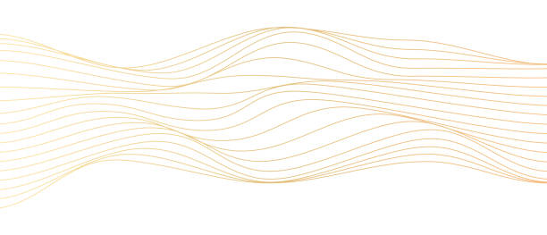 Vector waves flowing smooth (guilloche curves) gold gradient abstract lines pattern isolated on transparent background. Elegant template for luxury cosmetics, technology, menu, cover, certificate