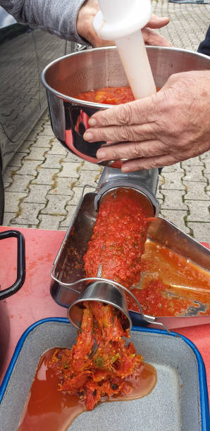 istock Grinding tomatoes for homemade mash, pulp 2172957404
