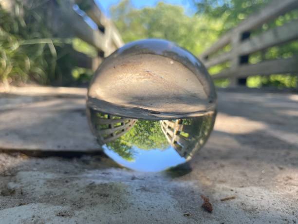istock Spherical Gateway: Where Worlds Collide on a Woodland Bridge 2172968735