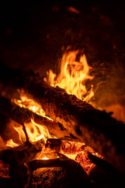 istock A campfire burns brightly at night, illuminating the surrounding area with flickering flames and glowing embers 2172969975