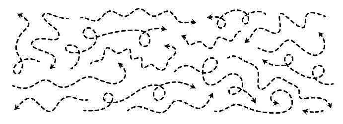 Comic Dotted Thin Arrow Set Wavy And Curved Dashed Pointer Collection ...
