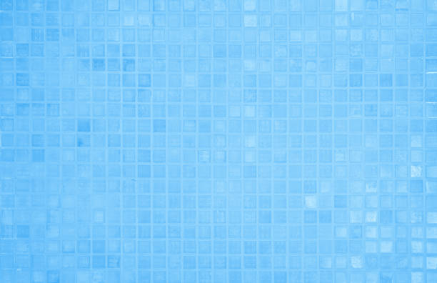 istock Blue light ceramic wall chequered and floor tiles mosaic background in bathroom. Design pattern geometric with grid wallpaper texture decoration pool. Simple seamless abstract surface clean. 2172998784