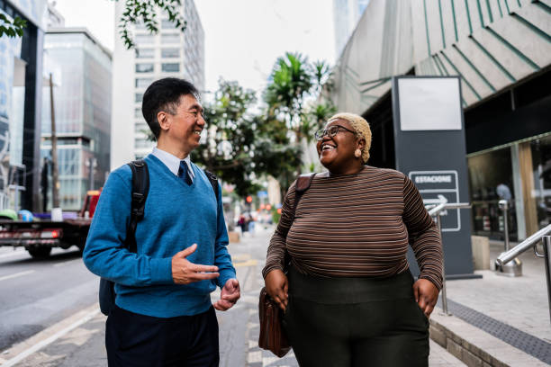 istock Coworkers talking on the city 2173004008