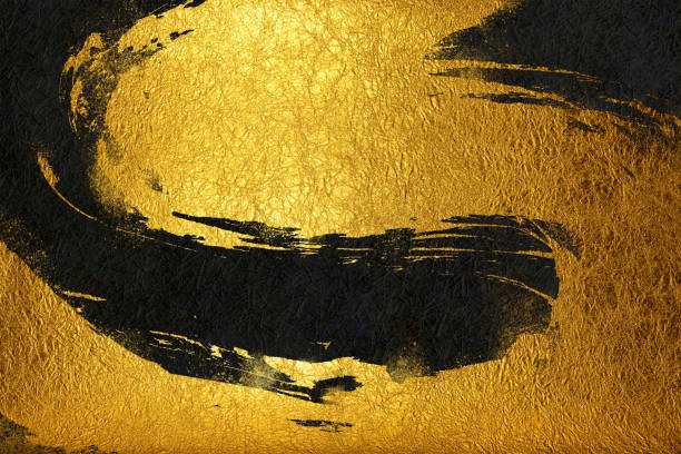 istock Japanese background with gold pattern on black Japanese paper. 2173007209