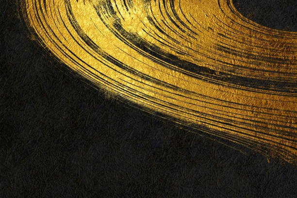istock Japanese background with gold pattern on black Japanese paper. 2173007238