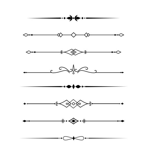 Set of Vintage decorative lines. text dividers. Line border. Lines separators, Borders, Vintage dividers, Underline elements. Vector illustration
