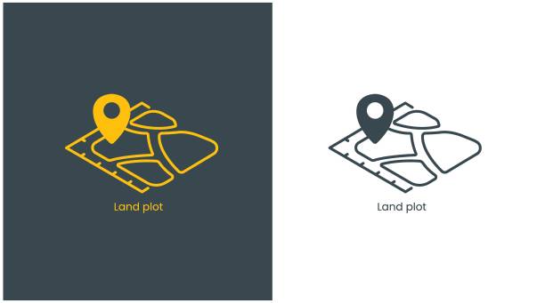 stockillustraties, clipart, cartoons en iconen met land plot icon for real estate development and property management - land