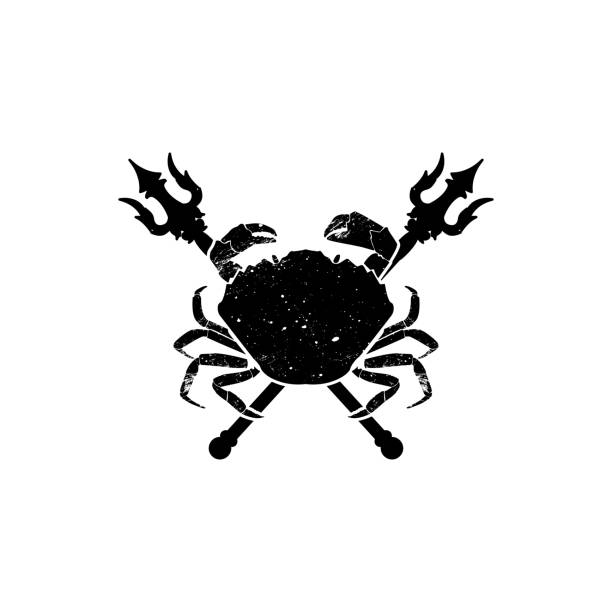 istock Crab and two crossed tridents. Design element for emblem, sign, badge, poster. Vector illustration 2173048389