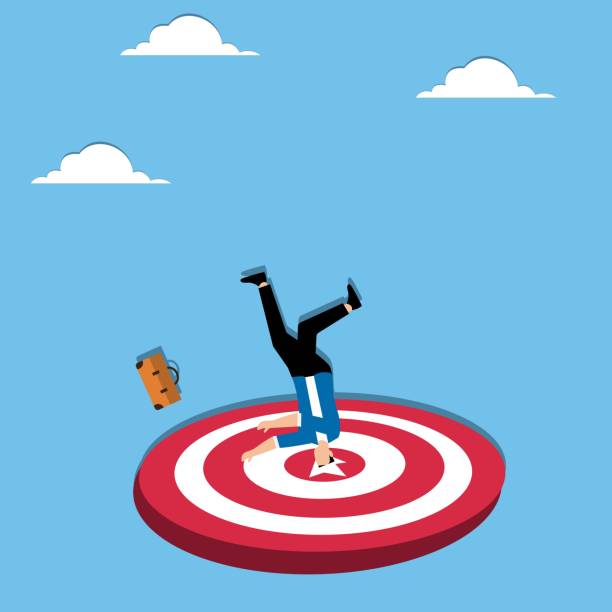 istock Deep understanding of business target, comprehensive and detailed knowledge of the business goal, thorough market research concept, Businessman ducking head into target 2173049086