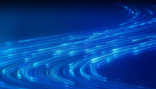 istock Illustation of glowing neon lines in blue. 2173049721