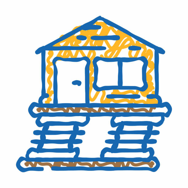 house protect earthquake icon doodle illustration house protect earthquake doodle icon sketch vector. house protect earthquake sign. isolated symbol illustration drawing of the destroyed city stock illustrations