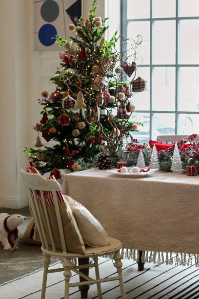 istock Christmas festive table setting in red and white colors 2173062028
