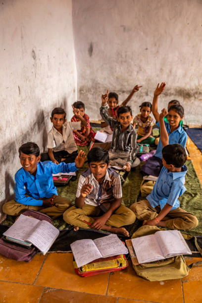 Indian school children in classroom, Rajasthan, India