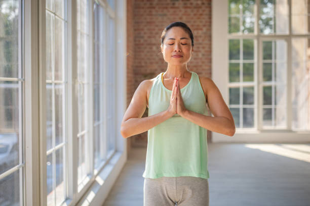 istock Soulful yoga meditation with sunlight and peace 2173064325