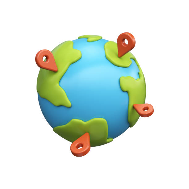 istock 3d globe with pins. GPS location, direction or destination indicator concept. 3d illustration stock photo 2173066227