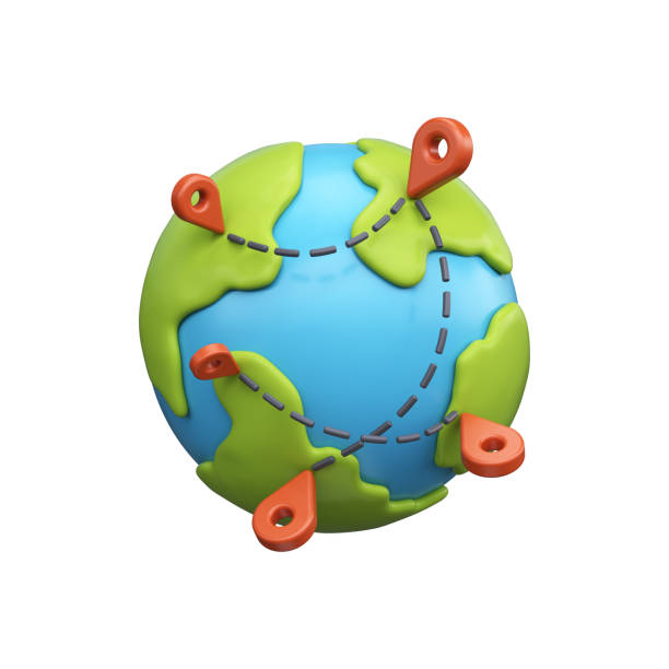 istock 3D illustration of a globe with location points on a map. Movement or delivery tracking. 3d illustration stock photo 2173066257