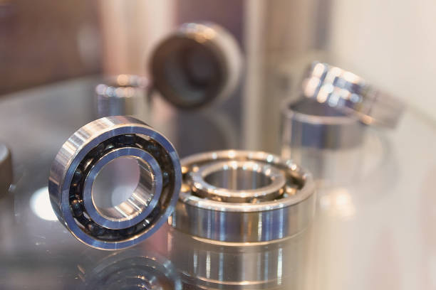 Ball bearing on display close-up. Machine building industry