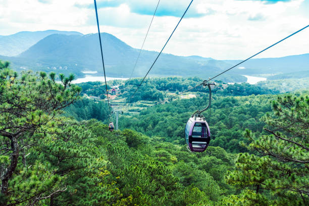 istock Scenic Cable Car Ride Over Lush Green Mountains 2173078403