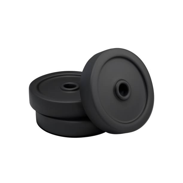 istock 3D render of a stack of weight plates for gym equipment. Vector illustration on isolated white background 2173085014