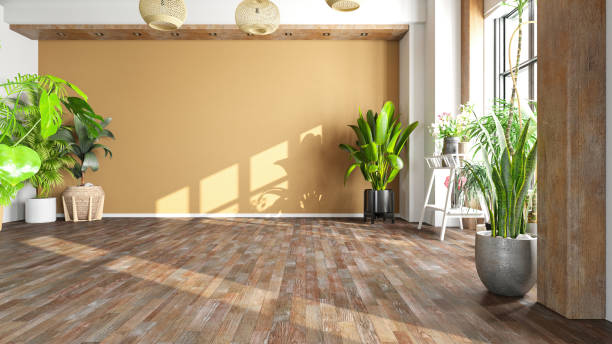 istock Unfurnished Beige Room with Indoor Plants 2173087479