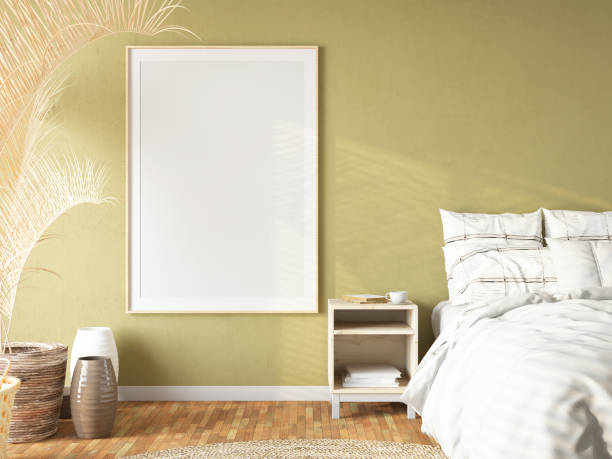 istock Empty Mock up Picture Frame on Cozy Bedroom's Wall 2173087523