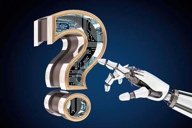istock Unknown Facts of AI. Robot's Hand Touching Question Mark 2173087583