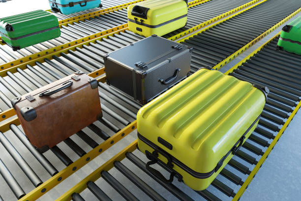 istock Suitcases on Conveyor Belt in the Airport 2173087637