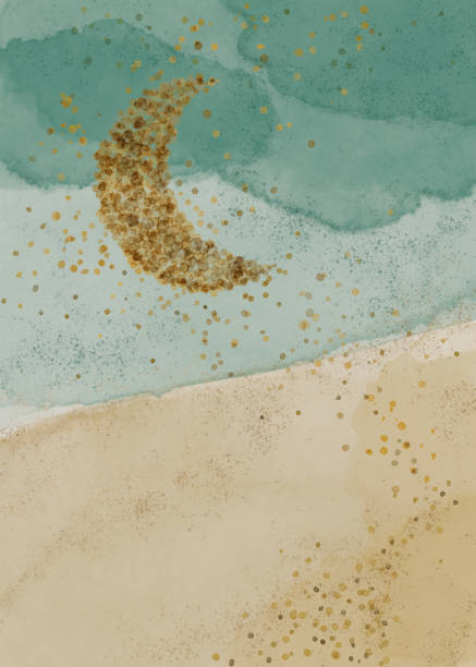 istock Watercolor frame - turquoise and gold 5 2173089496
