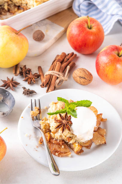 istock Apple Crumble Dessert, crisp cobbler with Ice Cream 2173090562