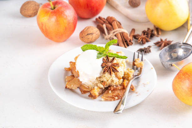 istock Apple Crumble Dessert, crisp cobbler with Ice Cream 2173090576