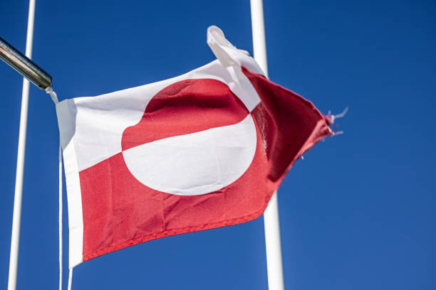 istock Greenlandic flag in strong wind 2173093411