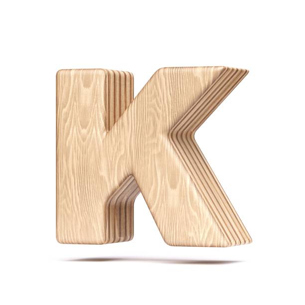 Plywood font Letter K 3D rendering illustration isolated on white background