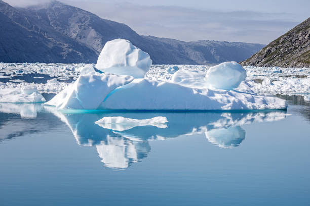 Ice floe in Tunulliarfik Fjord in south west Greenland close to the Narsarsuaq airbase where a large glazier releases its ice on to the water