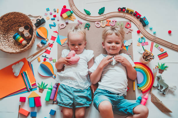 istock Kids draw and make crafts. Kindergarten or preschool background. 2173094431