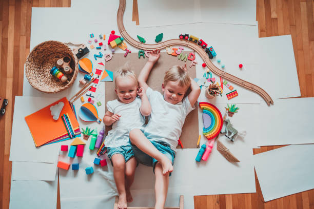 istock Kids draw and make crafts. Kindergarten or preschool background. 2173094704