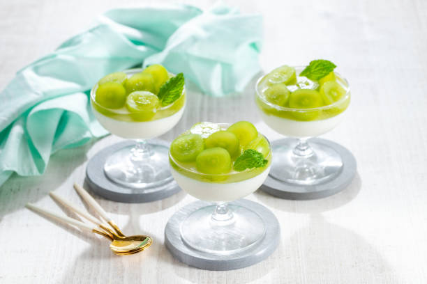 istock Homemade yogurt mousse topped with grapes jelly 2173106475