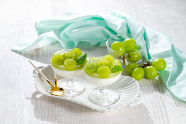 istock Homemade yogurt mousse topped with grapes jelly 2173106479
