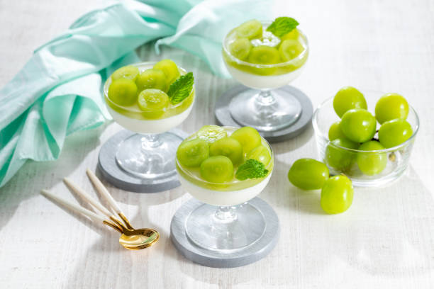 istock Homemade yogurt mousse topped with grapes jelly 2173106480