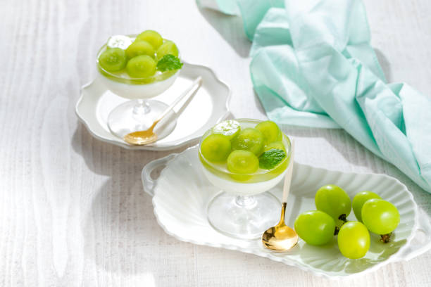istock Homemade yogurt mousse topped with grapes jelly 2173106507