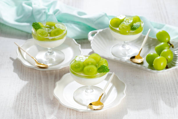 istock Homemade yogurt mousse topped with grapes jelly 2173106527