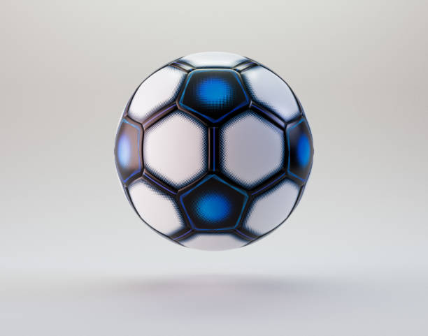 A modern generic moulded soccer football with a color pattern and dimple texture on an isolated studio backgrund - 3D render