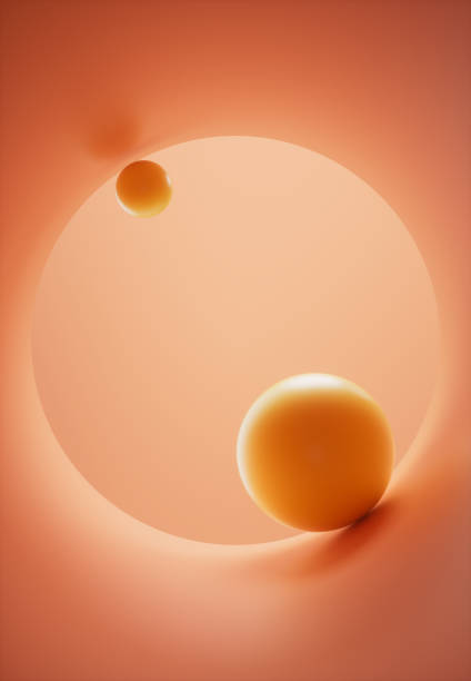 Abstract concept orange scene with spheres, 3D illustration