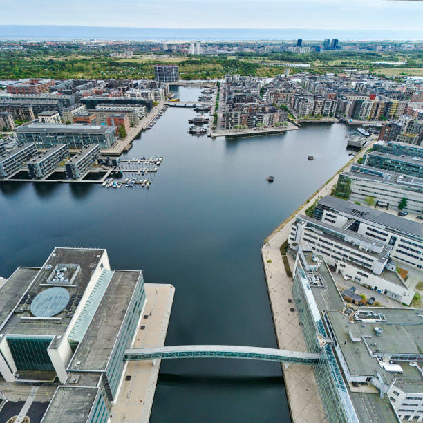 istock Bridge across canal connecting waterfront offices 2173115532