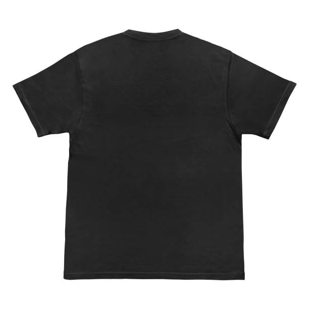 istock Blank t-shirt black template front and back view on clean background. Short Sleeve mock-up 2173125955