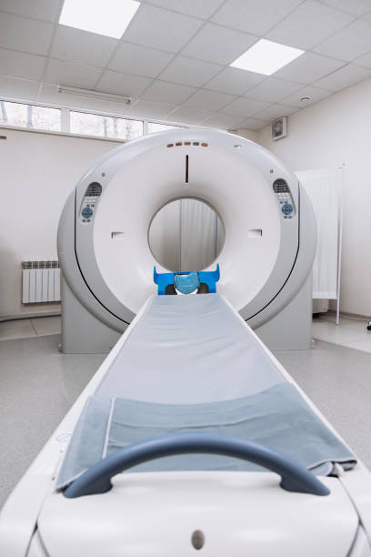 istock An MRI machine is positioned in a hospital, showcasing advanced imaging technology. This essential equipment is crucial for detailed diagnostics, reflecting the hospital's commitment to quality patient 2173126200