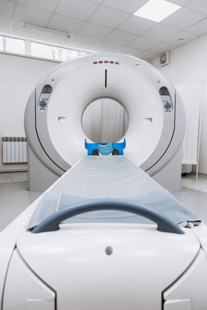 istock An MRI machine is positioned in a hospital, showcasing advanced imaging technology. This essential equipment is crucial for detailed diagnostics, reflecting the hospital's commitment to quality patient 2173126218