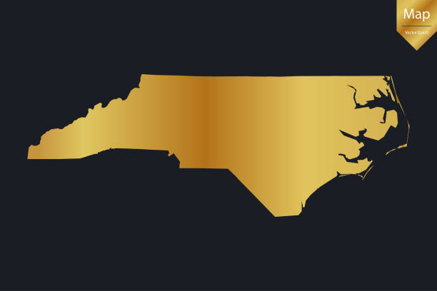 istock Abstract - High Detailed Gold Map of North Carolina. 2173126357