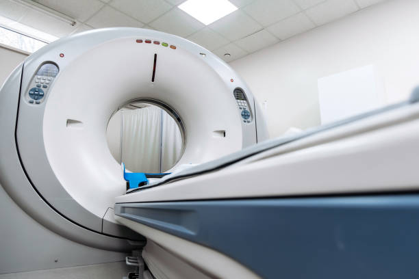 istock An MRI machine is positioned in a hospital, showcasing advanced imaging technology. This essential equipment is crucial for detailed diagnostics, reflecting the hospital's commitment to quality patient 2173126914