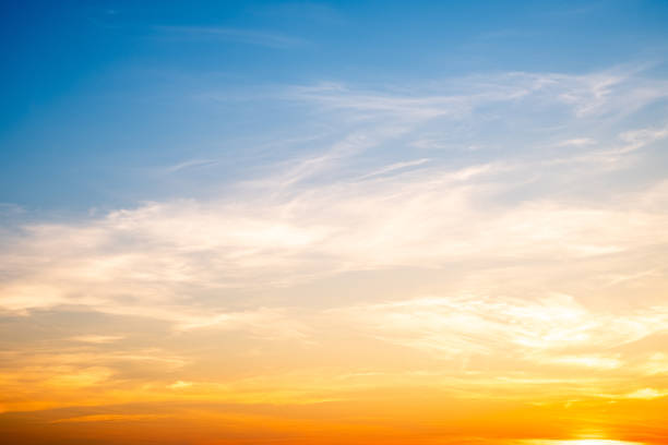 istock Beautiful , luxury soft gradient orange gold clouds and sunlight on the blue sky perfect for the background, take in everning,Twilight, Large size, high definition landscape photo 2173127618